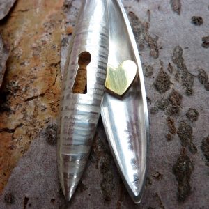 Handmade Silver Hidden Heart Pendant Locket with Brass Heart