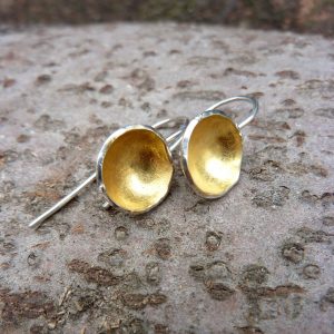 Silver and Gold Tiny Acorn Cup Earrings