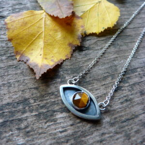 Silver and Tigers Eye Protective Pendant