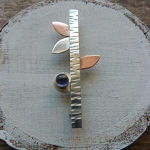 Silver, Copper and Iolite Brooch