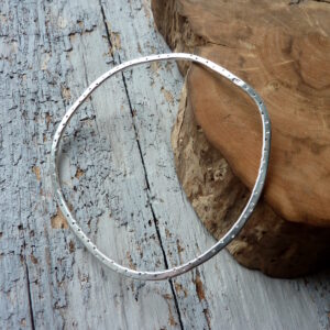 Silver Textured Dotted Asymmetrical Bangle