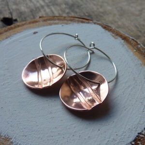 Handmade Silver and Copper Hooped Earrings