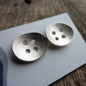Silver Button Post Earrings