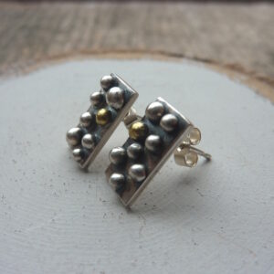 Silver and Brass Night Sky Post Earrings