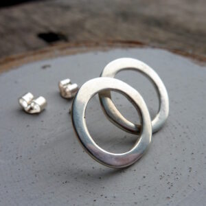 Silver Circle Post Earrings