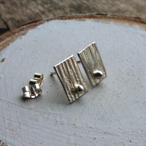 Tiny Silver Tree Bark Post Earrings