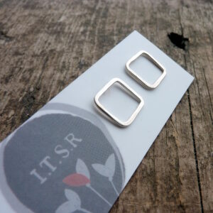 Silver Square Post Earrings