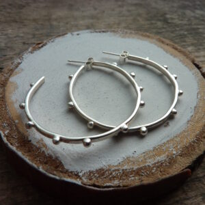 Silver Satellite Hooped Earrings