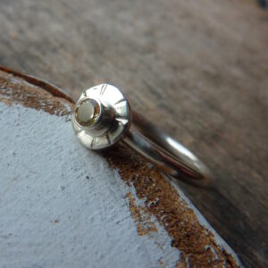 Silver and Citrine Sun Pebble Ring