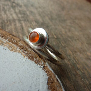 Silver and Carnelian Adjustable Pebble Ring.