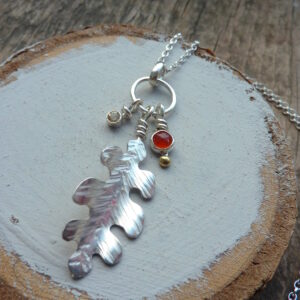 Handmade Silver, Carnelian and Citrine Oak Leaf Pendant