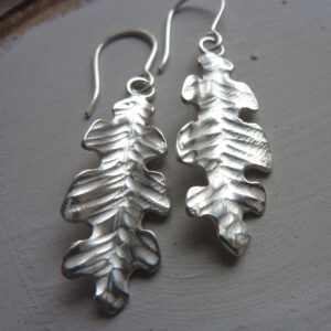 Handmade Silver Oak Leaf Dangle Earrings