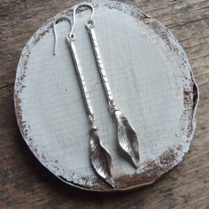 Handmade Silver Leaf Dangle Earrings