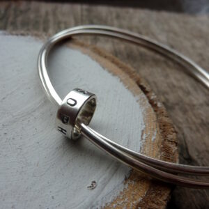 Personalised Silver Double Bangle