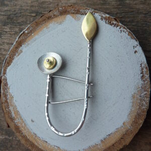 Silver and Brass Moonflower Brooch