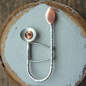 Silver and Copper Moonflower Brooch